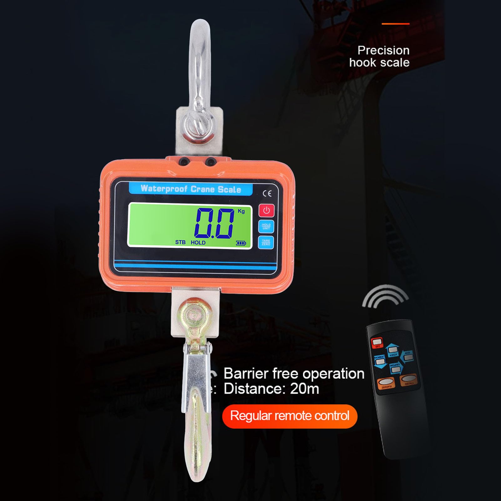 XHTLLO Hanging Scale, 2200lb Industrial Crane Scale with Rechargeable LCD Display, Digital Hanging Scale with Remote Control for Warehouse, Factory, and More(USAC100-240V)