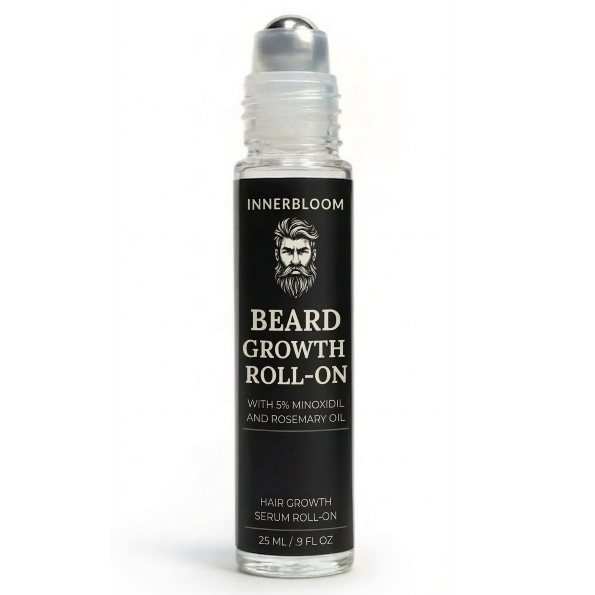 Innerbloom Minoxidil 5 Beard Growth Roll-On Beard Growth Roller with Rosemary Oil Ultra Portable