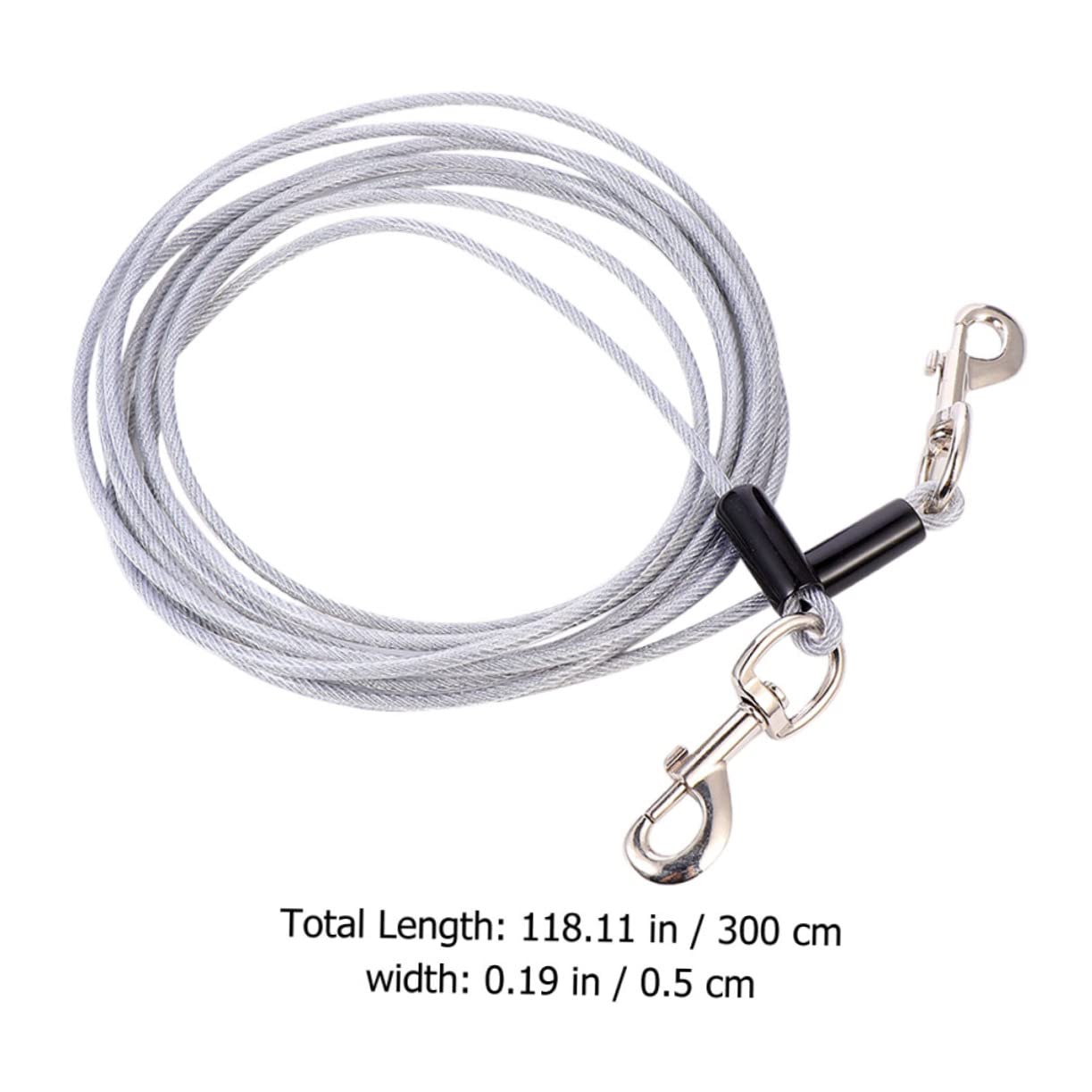 HOLIDYOYO 1Pc Steel Wire Dog Traction Rope Durable Bite Double Headed Pulling Strap Rustproof Pet Leash for Outdoor Use Strong Fasteners Easy Attachment