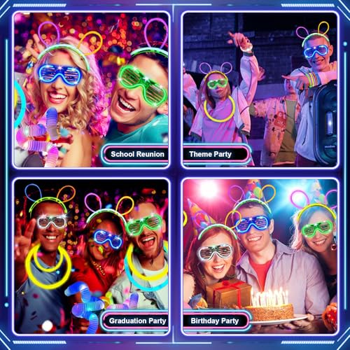 Taotuo 164 PCS Glow in the Dark Party Supplies, 40 Finger Lights,12 Light UP Tubes,12 LED Glasses, 100 Glow Sticks for Neon Party, Wedding, Birthday, Concert, New Year, Carnivals, Raves - Image 7