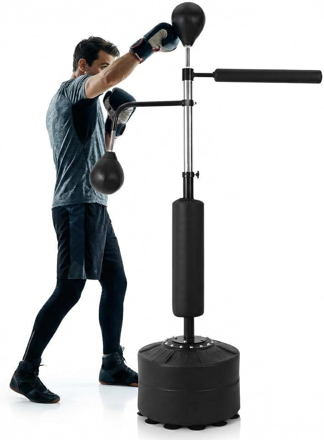 3-in-1 Freestanding Punching Bag Set for Adults & Teens, Boxing Bag with Adjustable Height, 2 Speed Balls & 360° Relax Bar, Complete Home Boxing Equipment Training System, No Mounting Needed