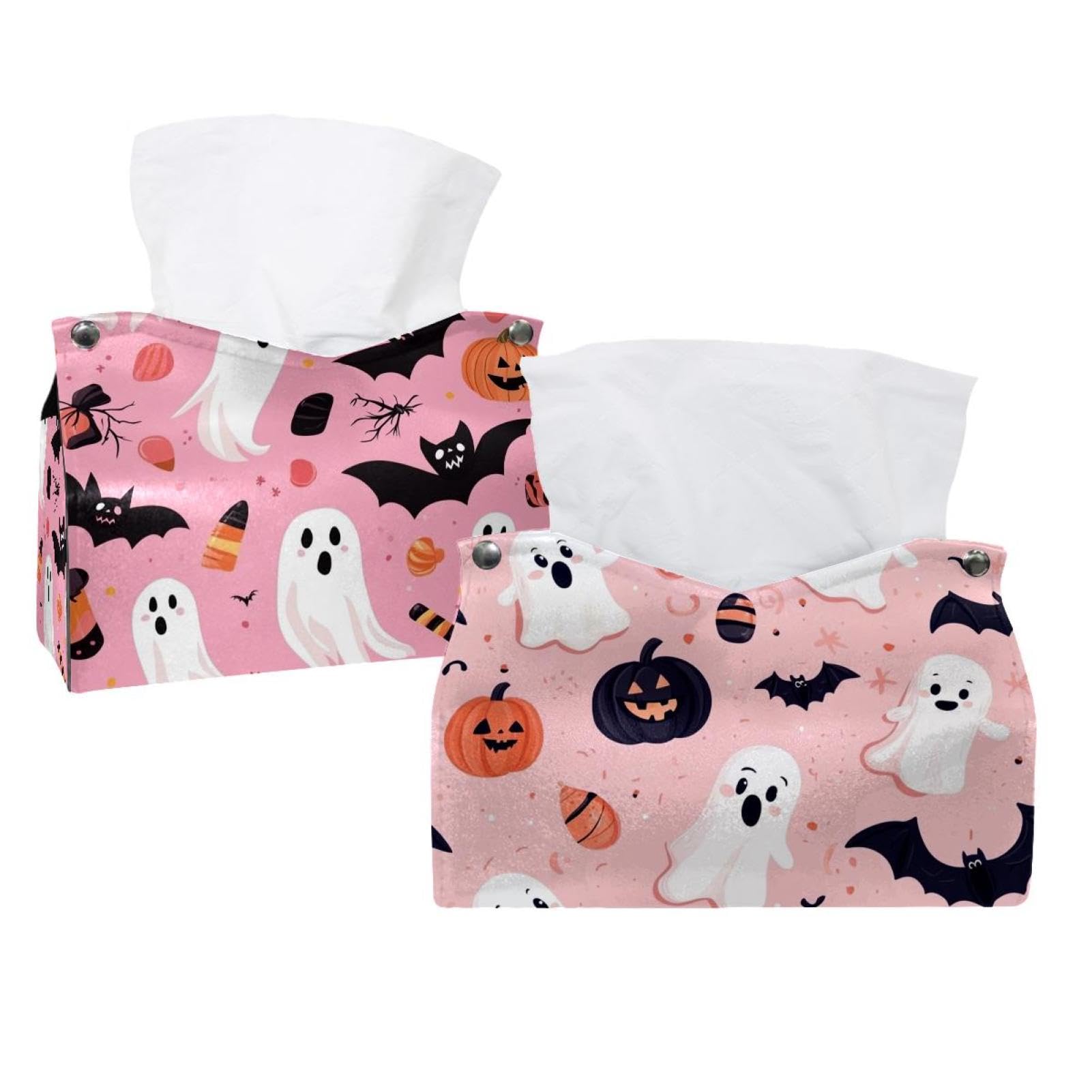 Porte-mouchoirs chauve-souris citrouille Halloween en relief, lot de 2 accessoires de fête