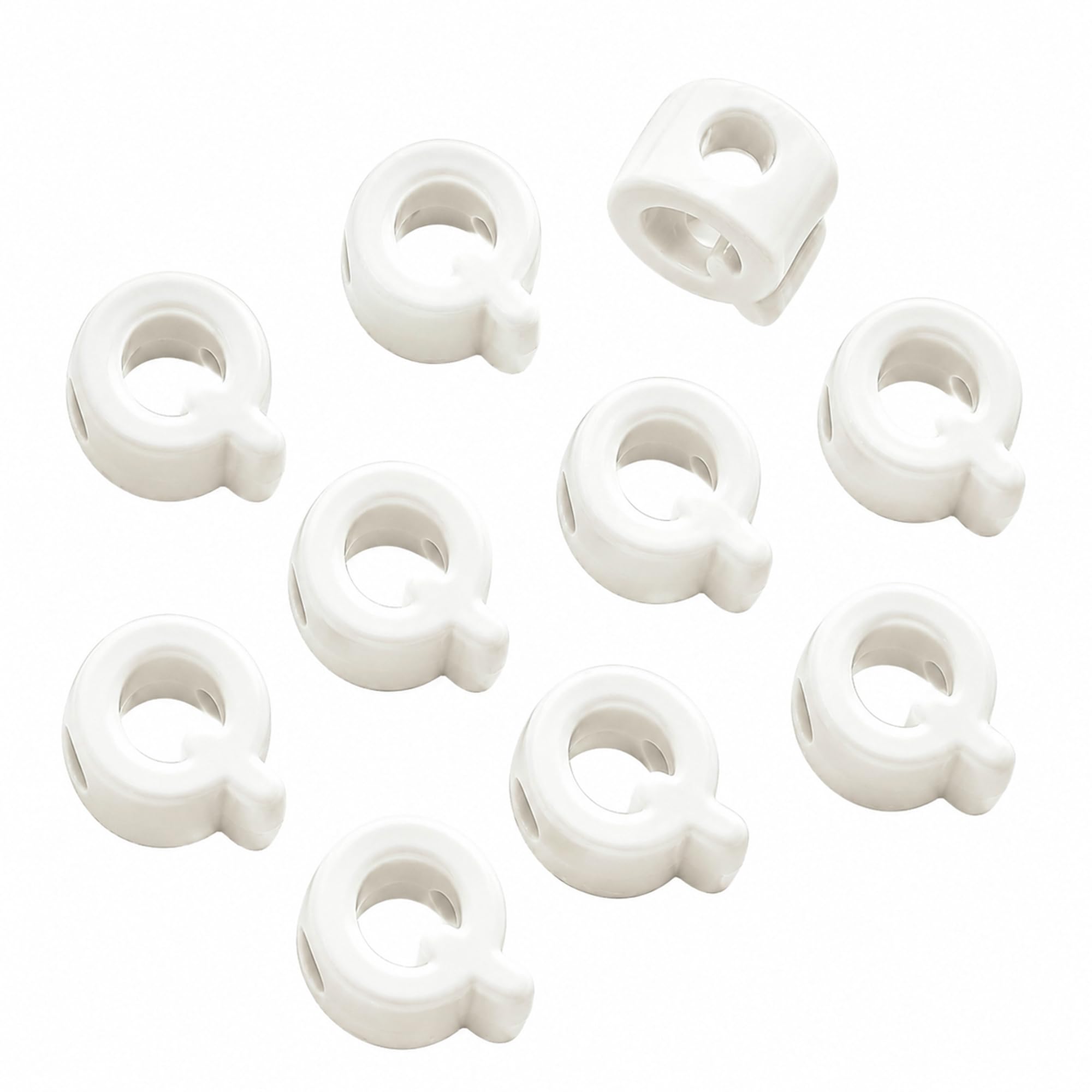 Letter Beads, 10pcs Alphabet Beads, Large Acrylic Letter Beads with 6mm Holes for Bracelet Making, Jewellery, Keyrings and Craft Projects (Cream White, Letter Q)