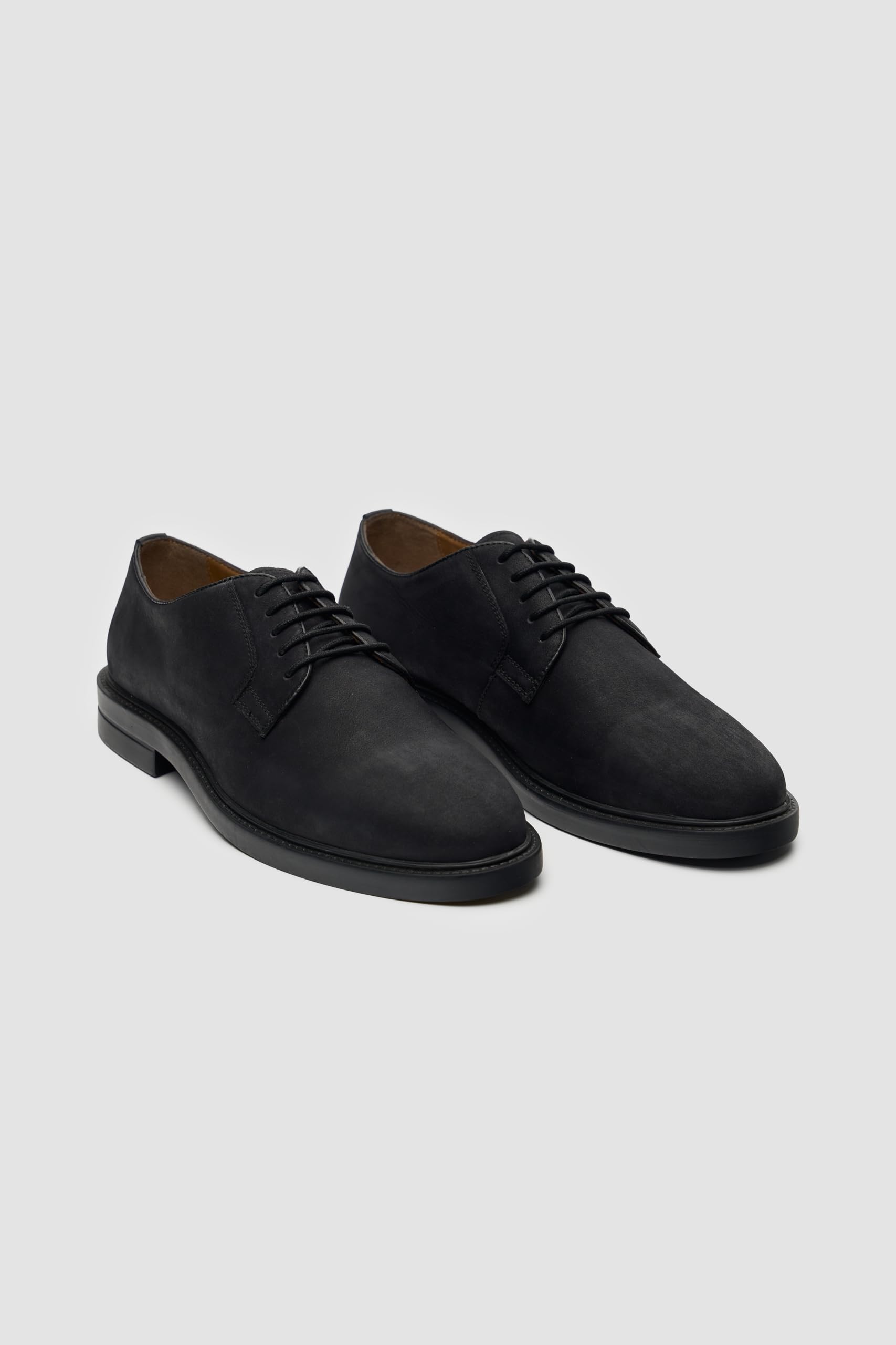 SIRRI Zapatos Derby de Ante Negro para Hombre - Zapatos de Vestir con Cordones y Punta Lisa para Bodas de Negocios