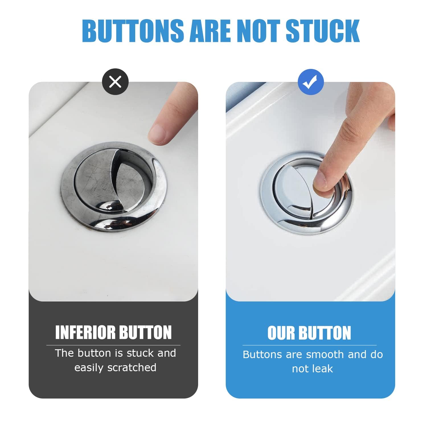 Ancable Botón de descarga de inodoro doble, 2 unidades, accesorios de botón de descarga de inodoro de cabeza redonda para reparación de tanque de agua de baño