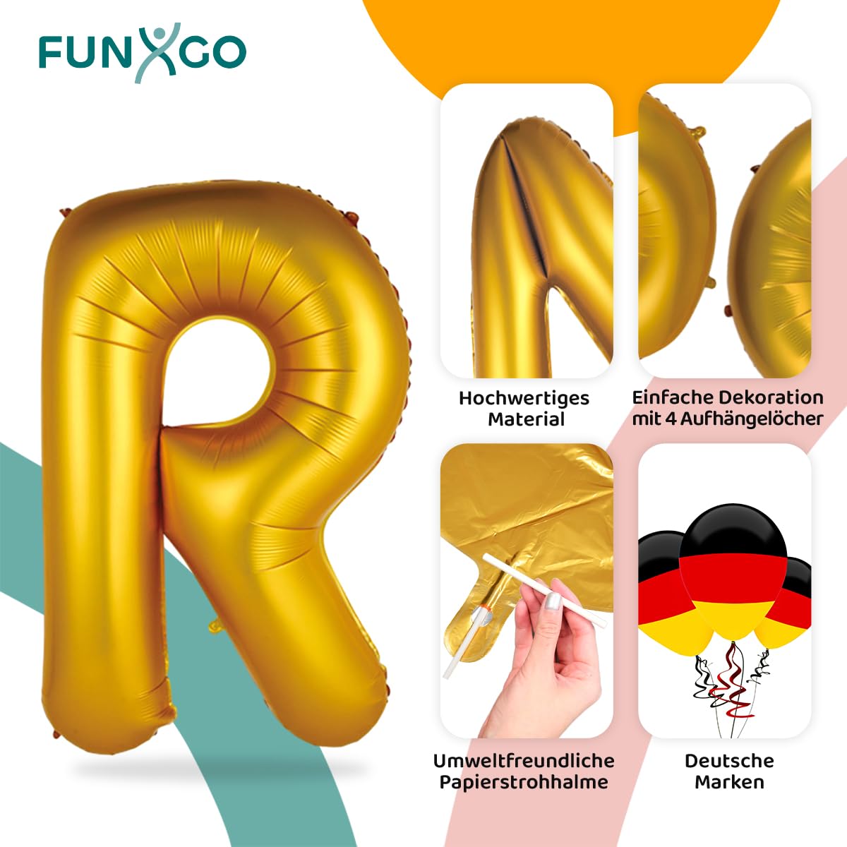 FUNXGO XXL grote folieballon letters P zilver -gigantisch alfabet ca. 100 m - versterkt materiaal - helium of luchtvulling - perfect voor verjaardag, bruiloft, feestdecoratie & vrijgezellenfeest