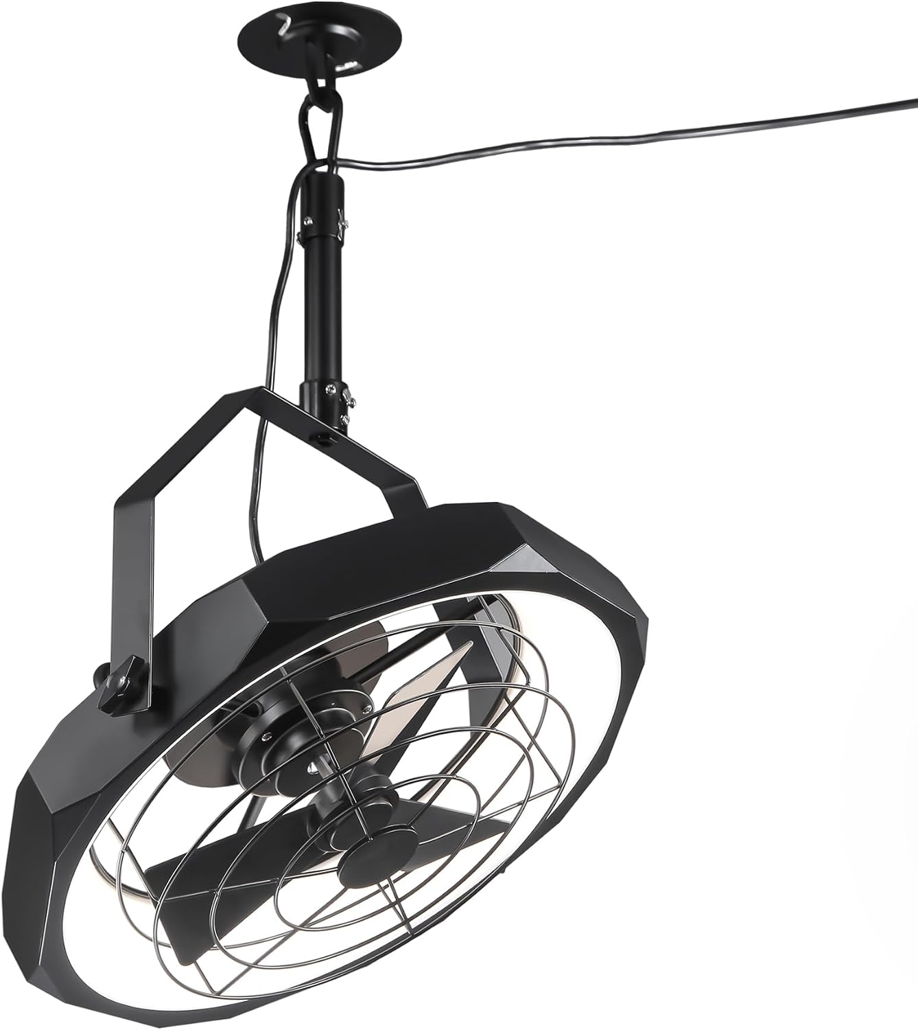 Parrot Uncle Wall Mount Fans, 20 Inch Black Ceiling Fan with Light and Remote/APP Control, Wall Fans/Ceiling Fans for Bedroom Living Room, 6-Speed, Dimmable, 360°Adjustable Tilt, Indoor Outdoor Use