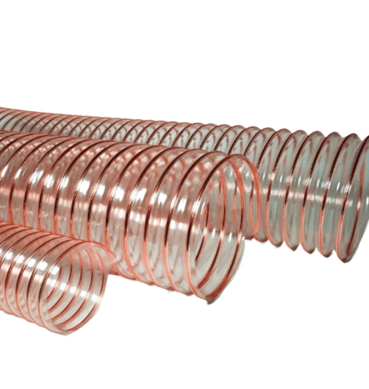tubo flessibile in PU per condotti, Filo di acciaio del tubo flessibile vuoto inrial dell'unità elaborazione rinforzato 1 metro lunghezza da 20 mm a 600 diametro interno(125mm/0.93mm)
