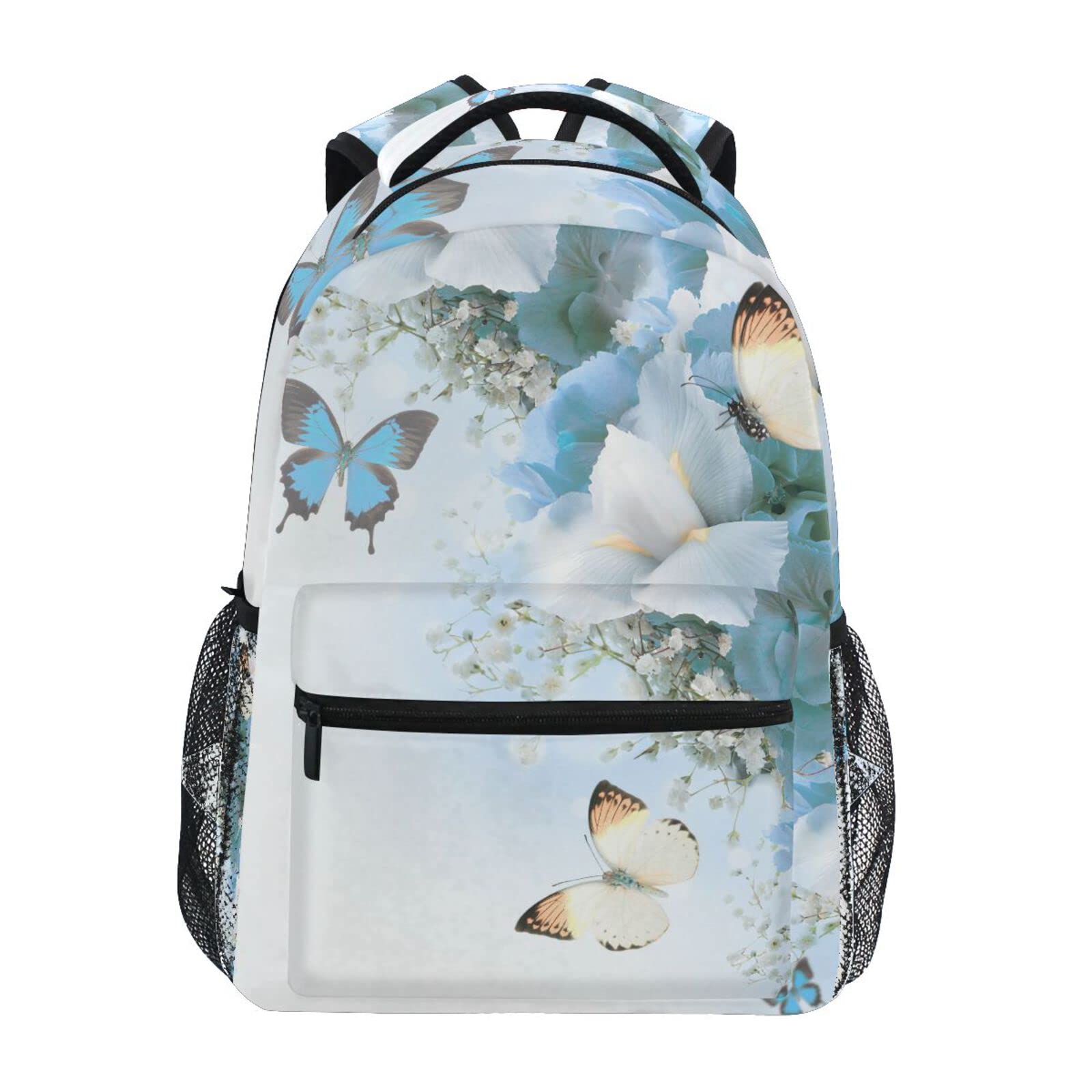 MFTJYO Butterfly Blue Rose Backpacks for Girls Boys School Backpack Kids School Bags Flowe Lightweight Student Elementary 3rd 4th 5th Grade Shoulder