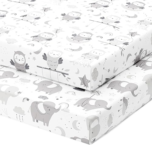 Miniatura 8 de Mini sábanas bajeras portátiles para cuna de 24 x 38 pulgadas, compatibles con Dream on Me, Delta Porta Crib and Arms Reach Ideal Cosleeper, 100%