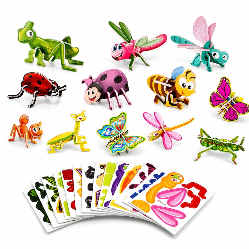 3D Insect Puzzle, 25 PCS Creative Insect Paper Puzzles
