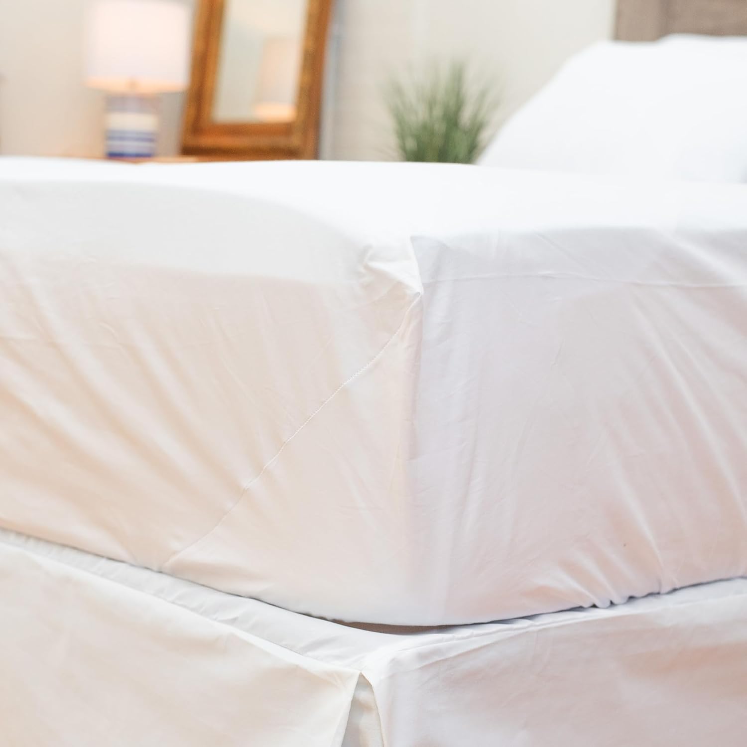 100% Cotton Sheets - Queen Fitted White 60" x 80" x 15" | Made in USA