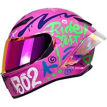 Full Face Motorcycle Helmet, DOT Approved, ABS Shell, Graffiti & Handprint Art Graphic Design, for Men Women and Youth