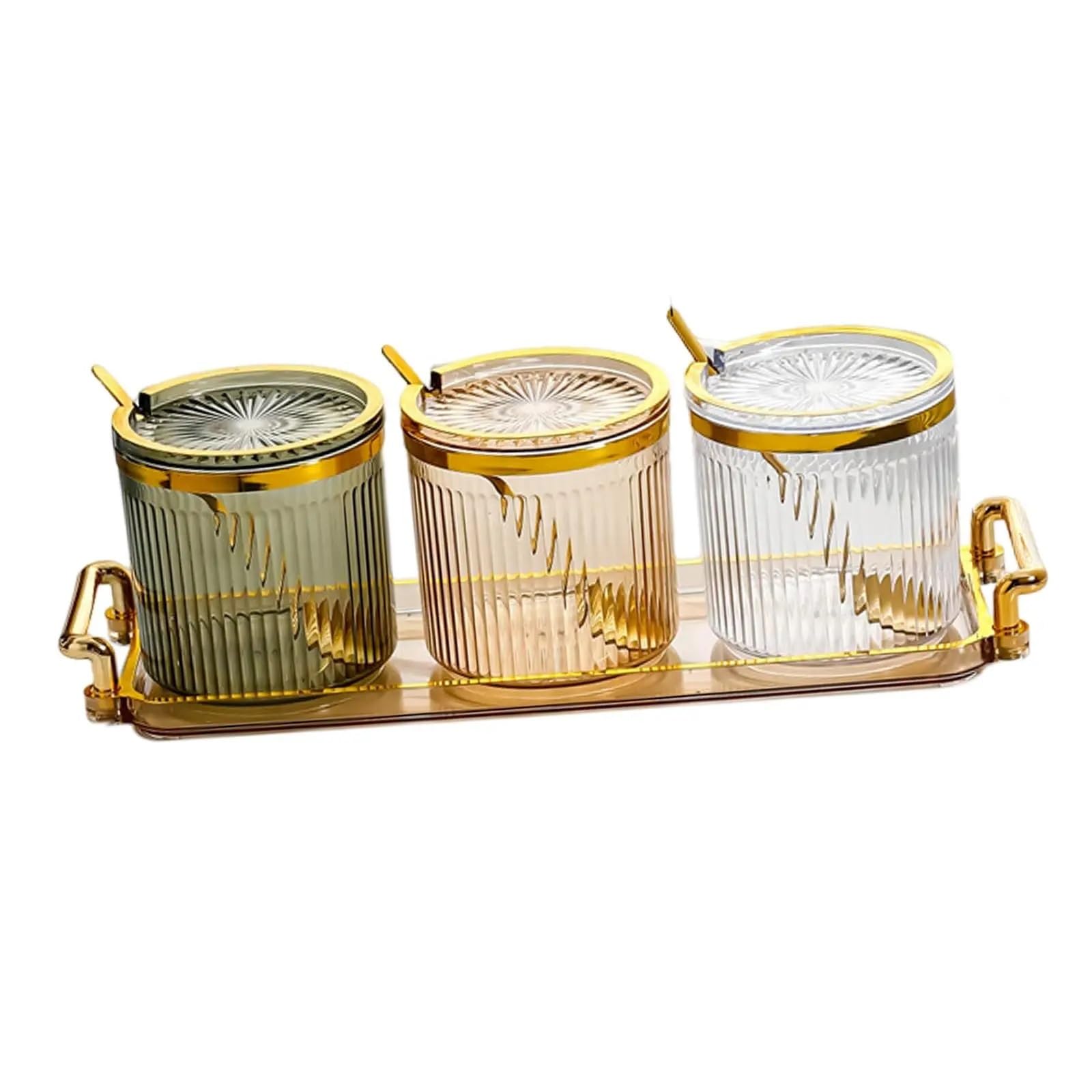 Botes Especias Tarro de condimentos con Bandeja organizadora, Tarro de Almacenamiento de condimentos, contenedor de Especias con Tapas y cucharas, recipientes for Sal(2 Layer)
