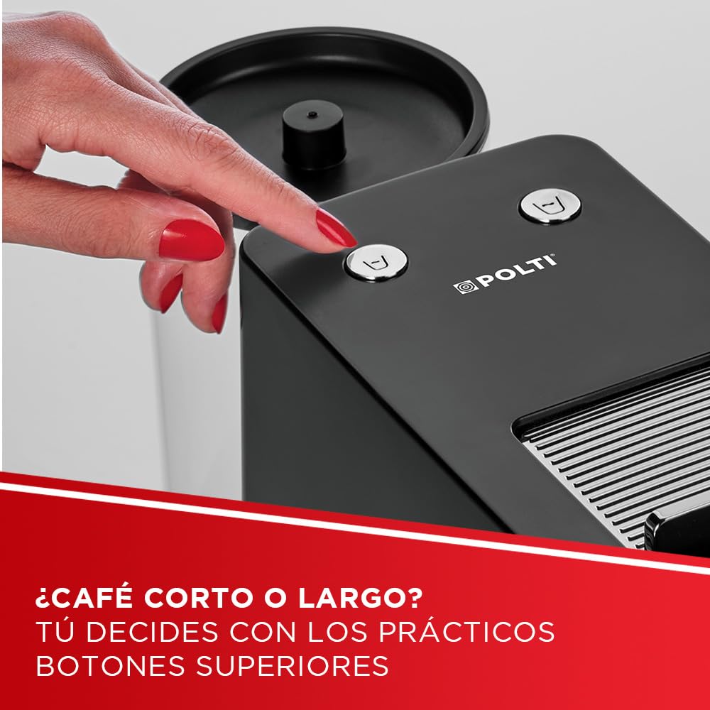 Polti Coffea S15B Máquina de Café Espresso, Compatible con Monodosis E.S.E. de 44 mm, Depósito de 0,85 L, Presión de Bomba de 19 bares, Color Negro
