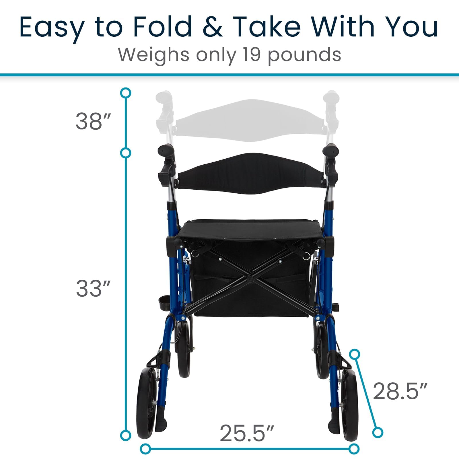 Maximum Mobility Vive Mobility 2 In 1 Walker Wheelchair Combo Foldable Aluminum ...