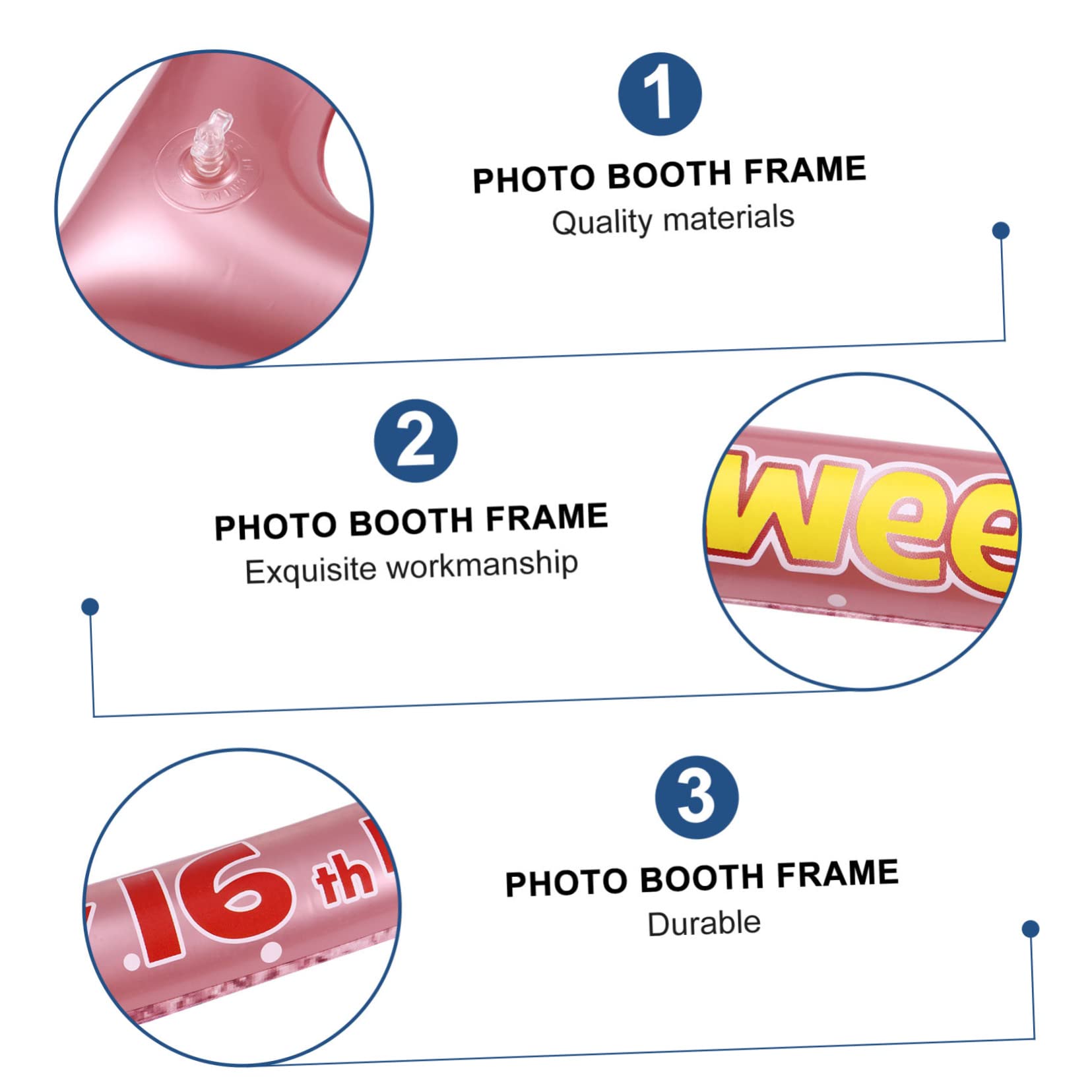 ifundom 3pièces Cadre Photo Gonflable pour Anniversaire Accessoire Festif PVC pour Capturer des Moments Inoubliables à