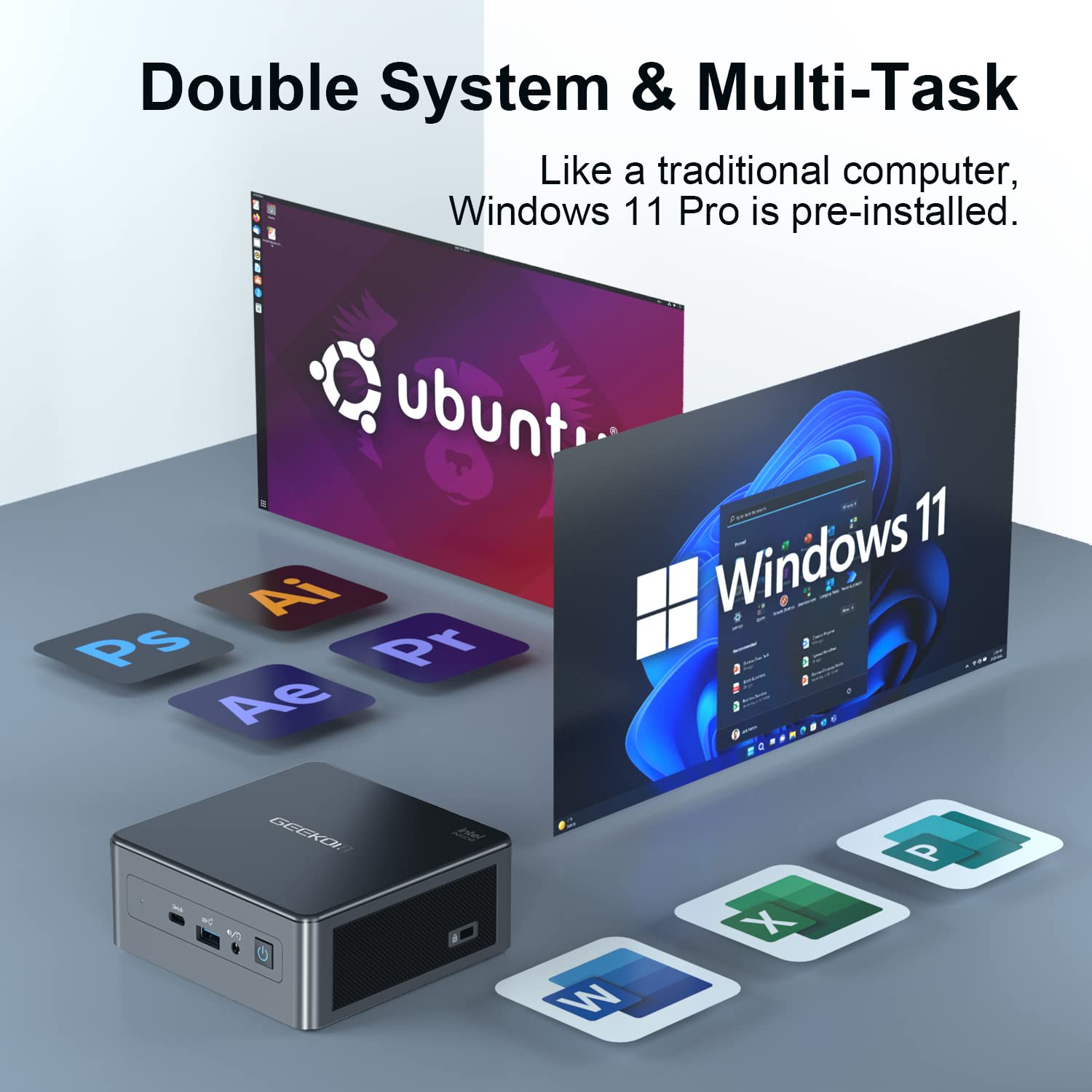GEEKOM IT11 Mini PC, 512GB Intel i5-1155G7 Mini PC , 16GB DDR4