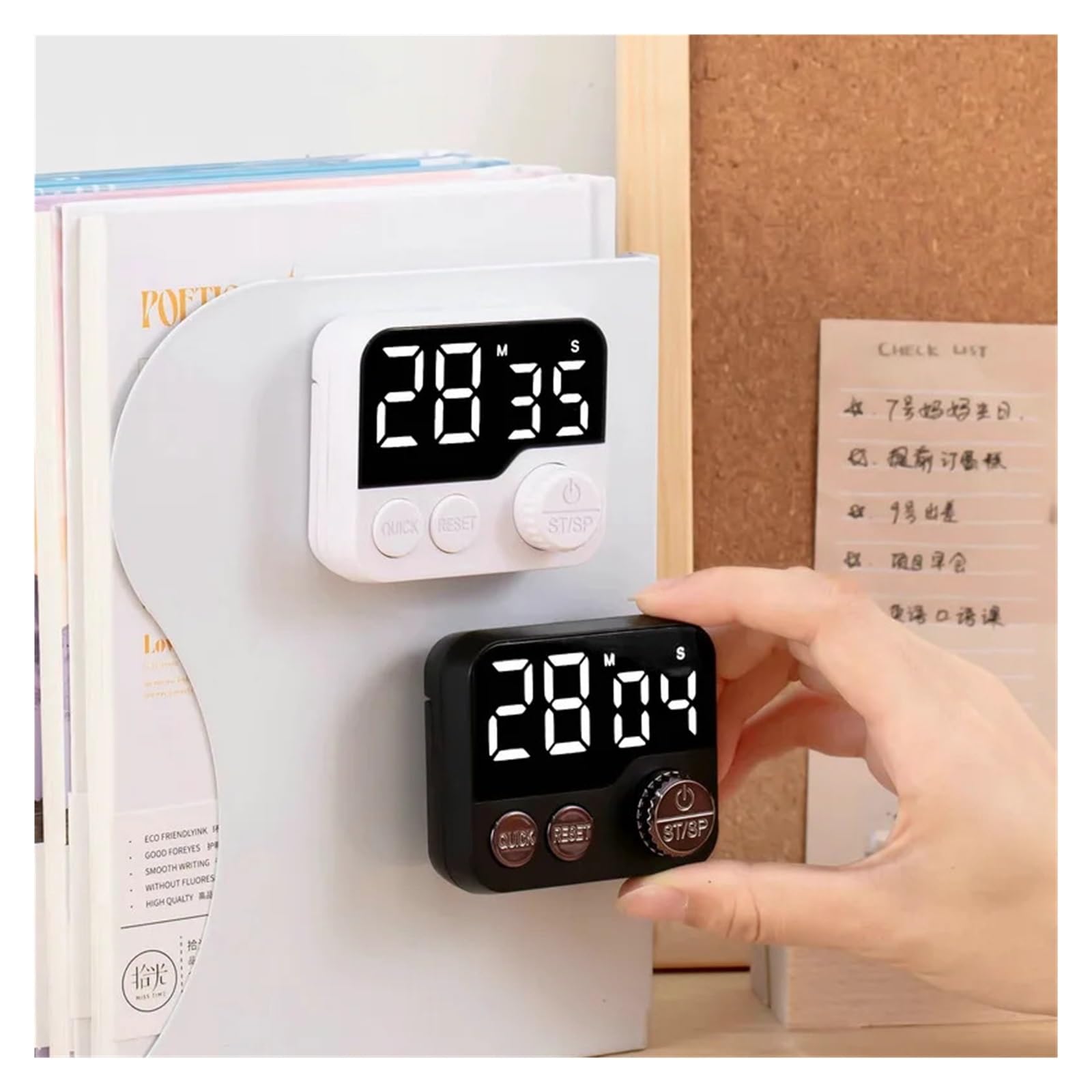 minutnik, Digital Kitchen Timers Visual Display Magnetic Countdown Countup Timer For Classroom Cooking Fitness Baking(Black)