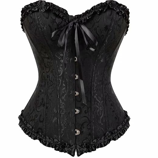 Jutrisujo Women's Bustiers & Corsets Overbust Tops Sexy Floral with Lace Plus Size Vintage Fairy Black 3XL
