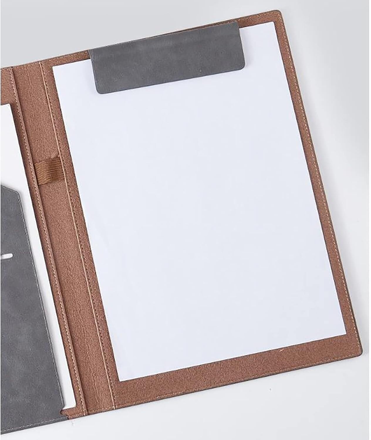 Cartella for conferenze A4 Cartella A4 Cartella for ufficio in pelle con clip Libro for firma contratto for lavoro d'ufficio(Bruin)