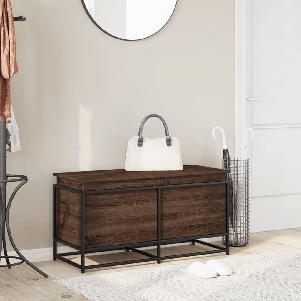 Aufbewahrungsbox mit Deckel Eichen-Optik 100x40x51,5 cm Ordnungsbox Aufbewahrung Organizer Kleideraufbewahrung zum Kleidung, Schlafzimmer, Haus, Büro