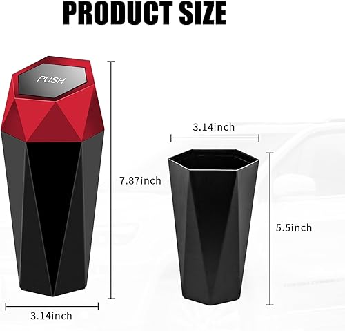 Miniatura 2 de Crynod Paquete de 1 bote de basura para automóvil, mini organizador de almacenamiento ABS, accesorios multifuncionales para el interior del