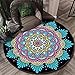 Runde böhmische Teppich Vintage Floral Stil Weiche Teppich, Für Wohnzimmer Schlafzimmer Schlafzimmer Nachttisch Kinderzimmerstuhl Matte Blau/Rosa-Durchmesser 120 cm.