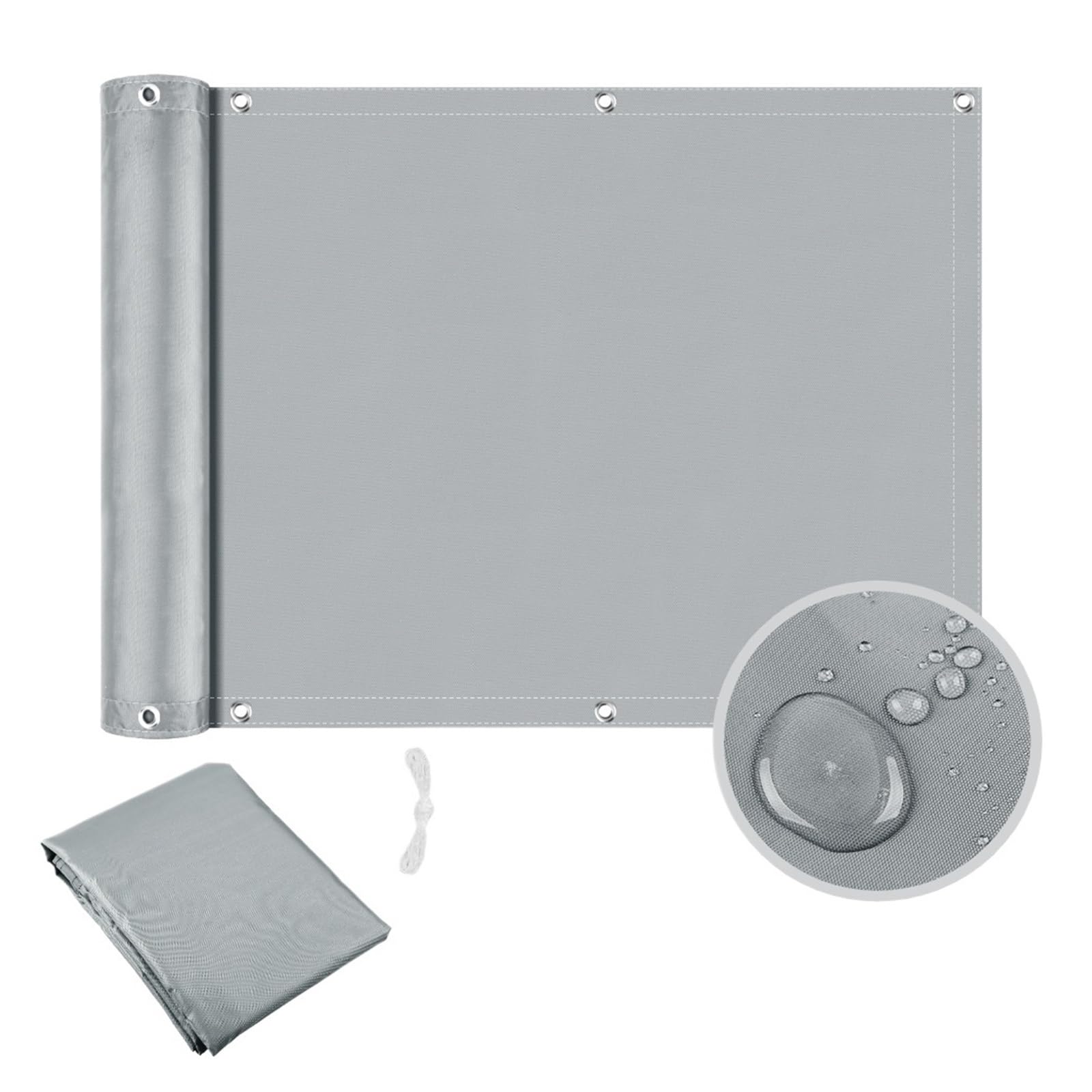 Lovssu Grey Garden Privacy Screen Balcony Privacy Screen Cover Fence Patio Waterproof Shade Cloth 95% Protection Shield Deck Sail Garden Porch Pool Decor(,90X500cm)