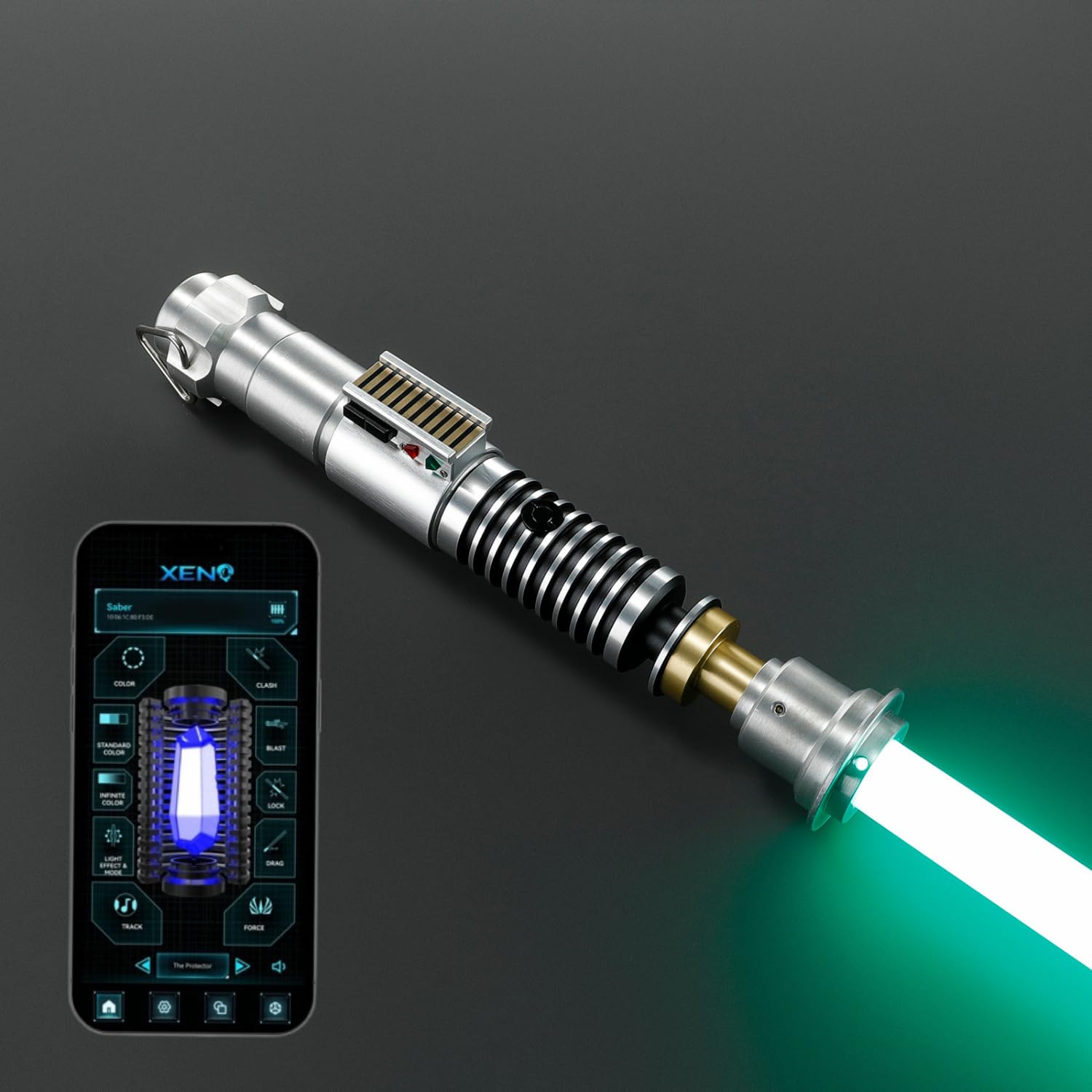 G4E Lightsaber with Bluetooth App, Smooth Swing and Premium Aluminium Hilt with Light Saber Stand and realistic blade plug. 16 Light Saber Sound Modes and Infinite RGB Colour Change. Skywalker