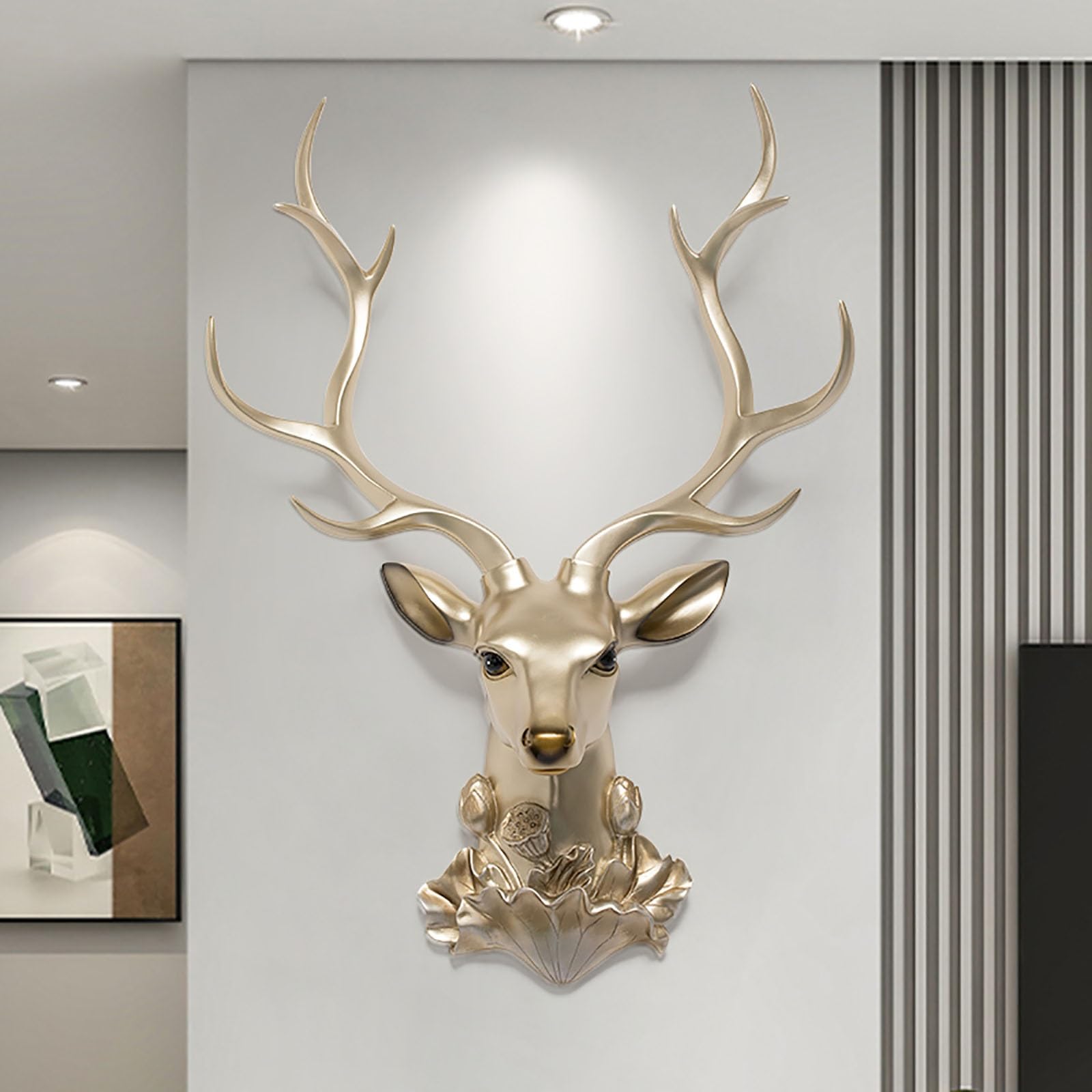 Decorazione murale 3D, Scultura da Parete, Testa di Cervo Finta, Decorazione da Parete, Teste di Animali, sculture di Animali, Decorazione da Parete, Testa di Animale in