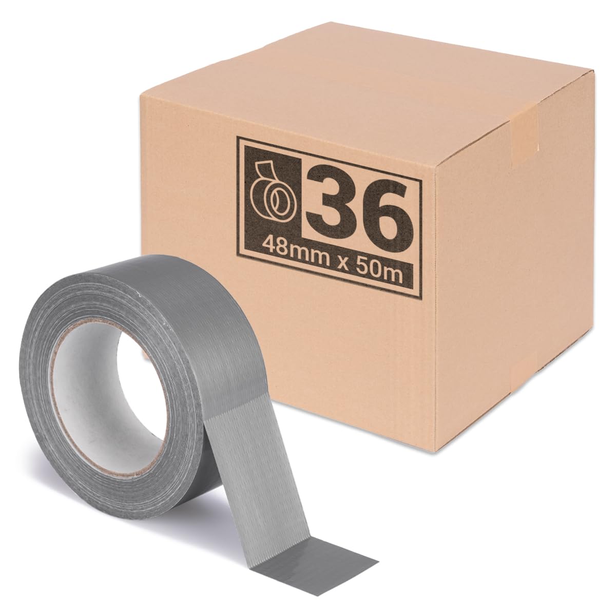 Gaffa Tape - Cinta adhesiva adhesiva (36 unidades, 50 m x 48 mm), color gris