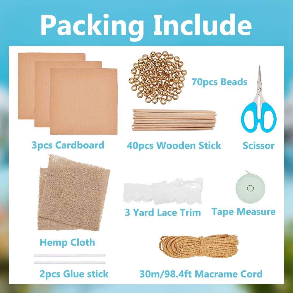 FREEBLOSS Kit de Panier en Macramé Kit de Vannerie avec Instructions pour Débutants Boîtes de Rangement en Macramé à Faire Soi Même Fournitures pour la Fabrication de Paniers et Cadeaux Artisanaux