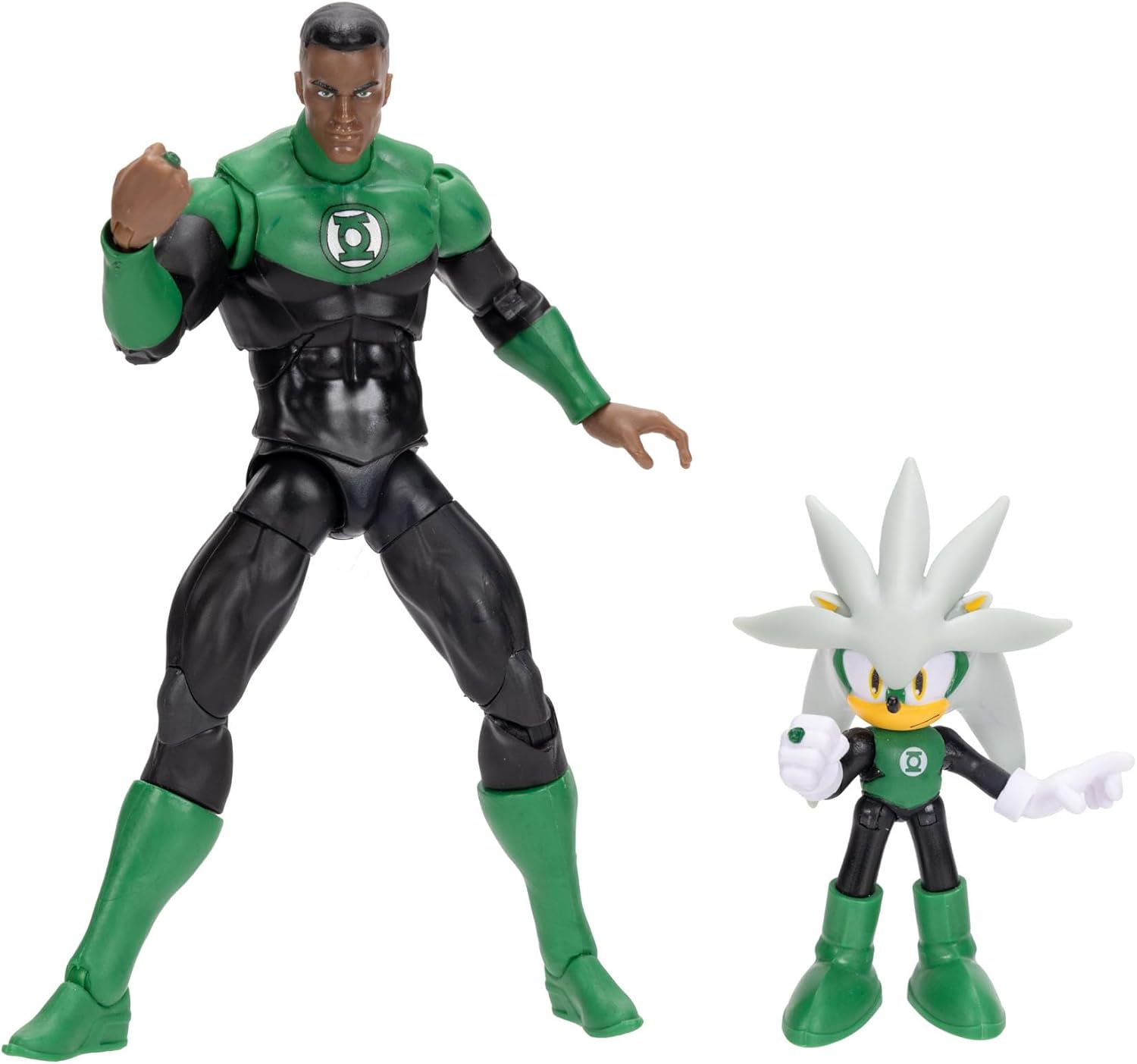 DC X Sonic Collectable Action Figure Multipack Pair of Silver as Green Lantern and Green Lantern Himself! Featuring Multiple Points of Articulation for Action-Packed Posing