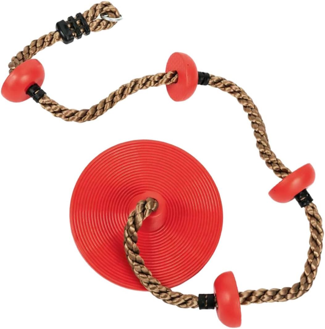 Generic Large Round Disk Swing for Metal Cord and Plastic Saucer Swing Seat Strong Load-Bearing Indoor Outdoor Play Equipment for Boys and Red Recreation