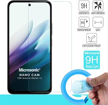 Microsonic Xiaomi Redmi 15 Nano Glass Cam Ekran Koruyucu [Redmi 15 ile Uyumlu Ekran Koruyucu - Şeffaf]