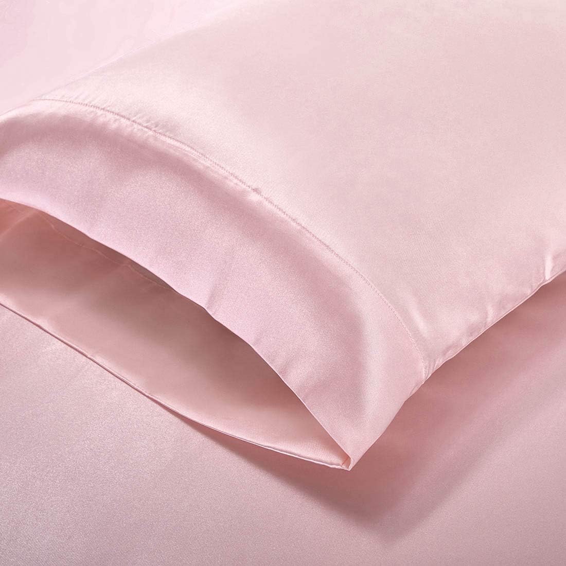 Homiest 4pcs Satin Sheets Set Luxury Silky Satin Bedding Set with Deep Pocket, 1 Fitted Sheet + 1 Flat Sheet + 2 Pillowcases (Cal King Size, Blush Pink) : Home & Kitchen
