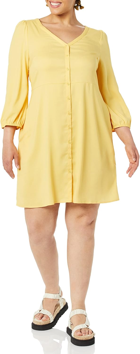 Goodthreads Women's Georgette 3/4-sleeve Button-Front Dress