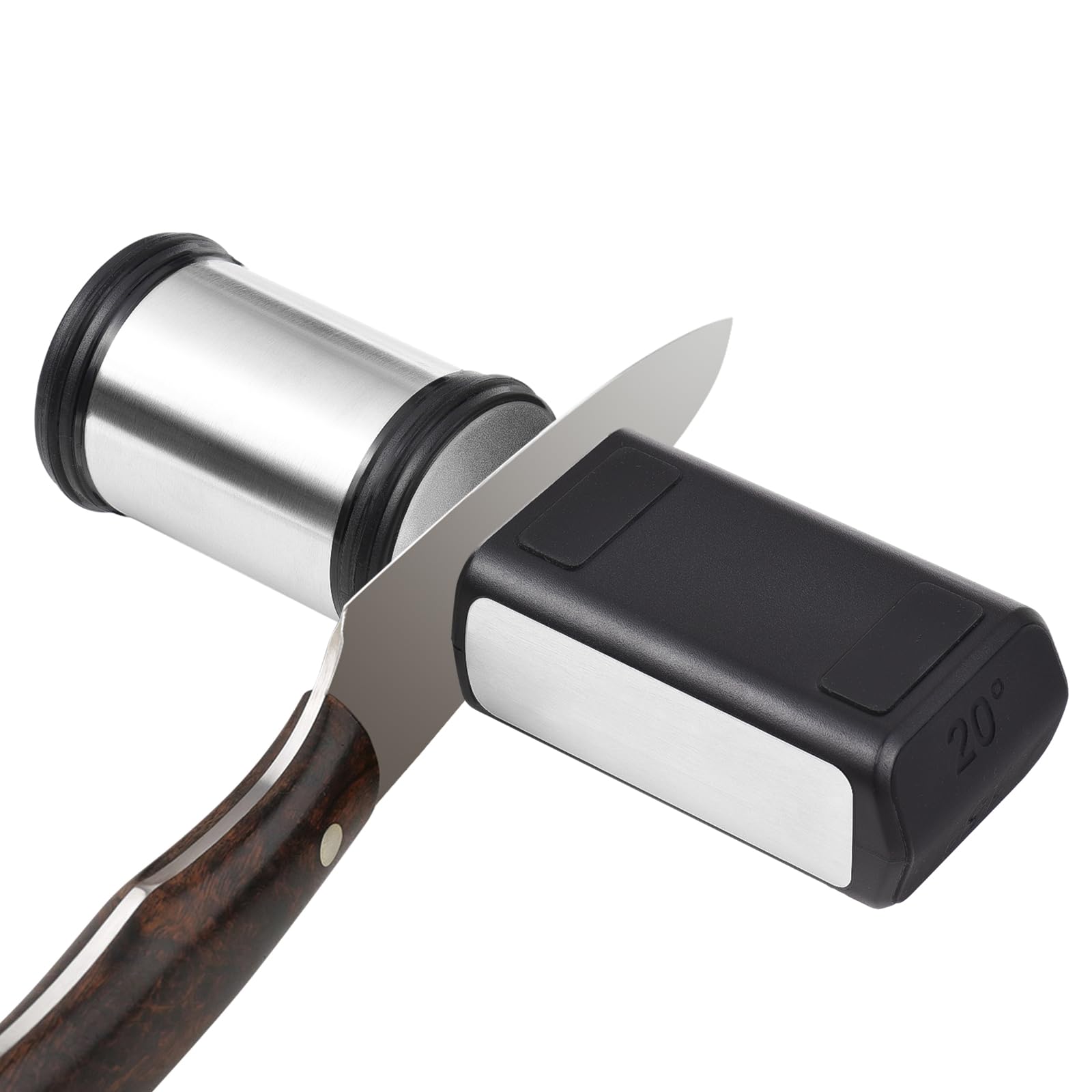 Tumbler Rolling Knife Sharpener - Detachable Sharpening System for Pocket, Kitchen, and Chef Knives - 15 and 20 Degrees Magnetic Sharpening