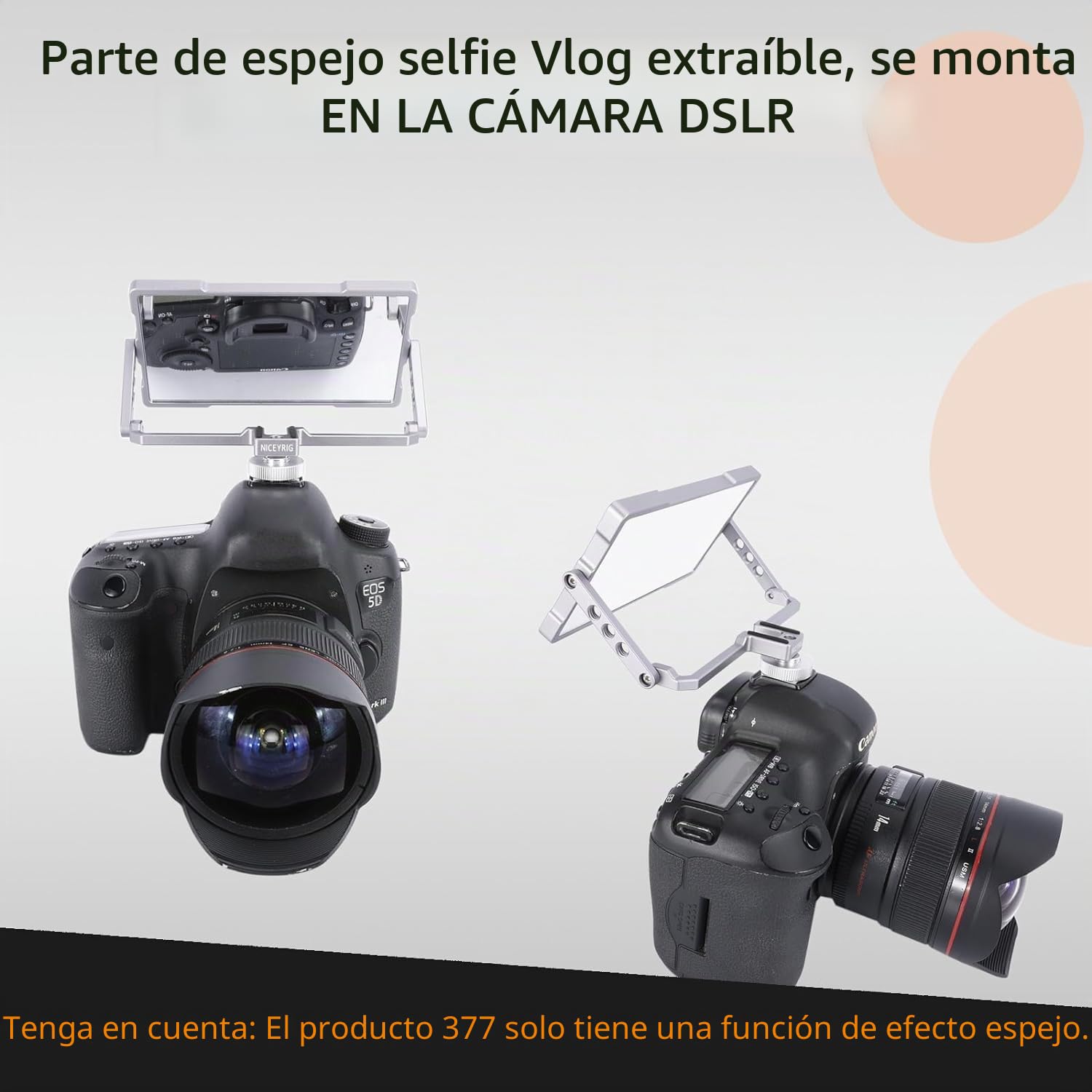 NICEYRIG Vlog Selfie Monitor de Pantalla de teléfono,Kit de Espejo para Smartphone Vlog Selfie con Soporte de trípode para iPhone 15, 14, 13, 12 Pro MAX, Pro y Android, vlogging,fotografía