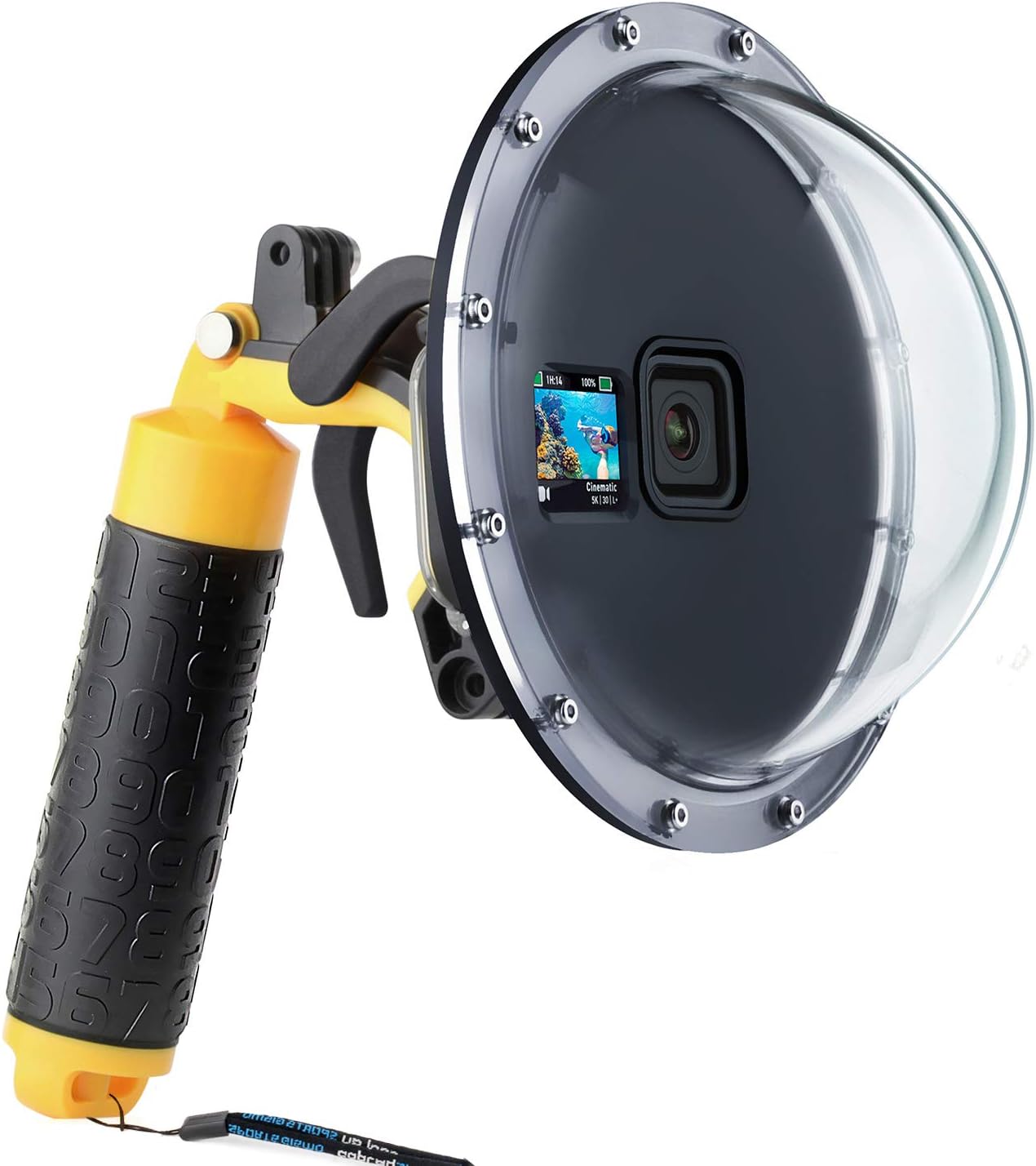 SOONSUN Dome Port for GoPro Hero 13/12/11/10/9 Black, 147 Feet Underwater Water Dome Lens with Waterproof Housing Case, Floating Hand Grip, Trigger for Underwater Photography