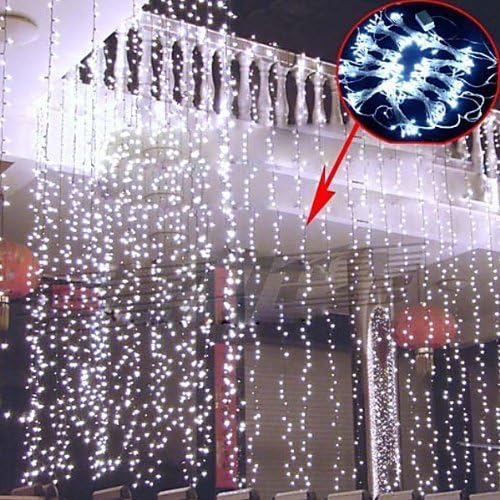 KK-LIGHT KKgud 4M x 3M 400 LED Indoor Outdoor LED Curtain Light for Party Christmas Hotel Festival Curtain Light with 8 Controllable Modes IP44 Rated- White