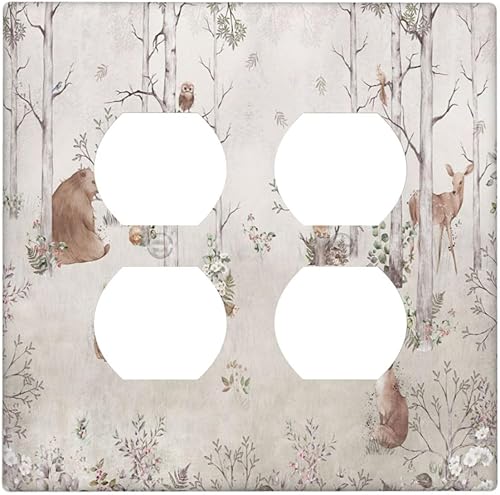 Miniatura 156 de Cubiertas de Interruptor de Luz de 1 Pandilla Bosques Animales Flores Hierba Árboles Placa de Pared Decorativa Interruptor Eléctrico para Decoración