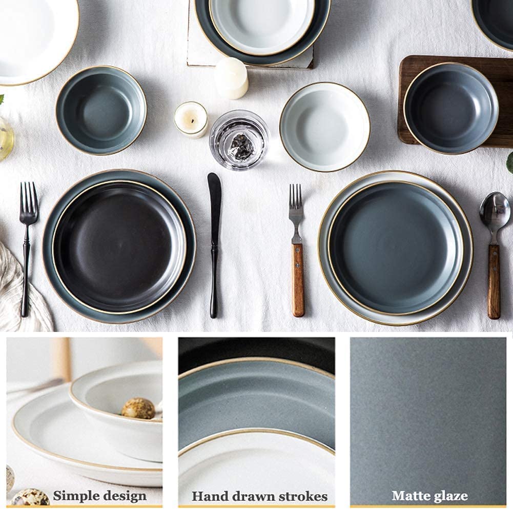 Ensemble de Vaisselle Moderne de Style Nordique avec Assiette à dîner Mate, Tasse à Petit-déjeuner, Bol, 46 pièces(