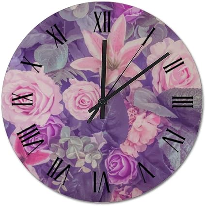 Amazon Co Jp Inov エレガント ヴィンテージ 花 時計 壁掛け おしゃれ 掛け時計 壁時計 壁掛け時計 かけ時計 天然木 木製 新築祝い 結婚祝い 誕生日 ギフト プレゼント 40cm ホーム キッチン
