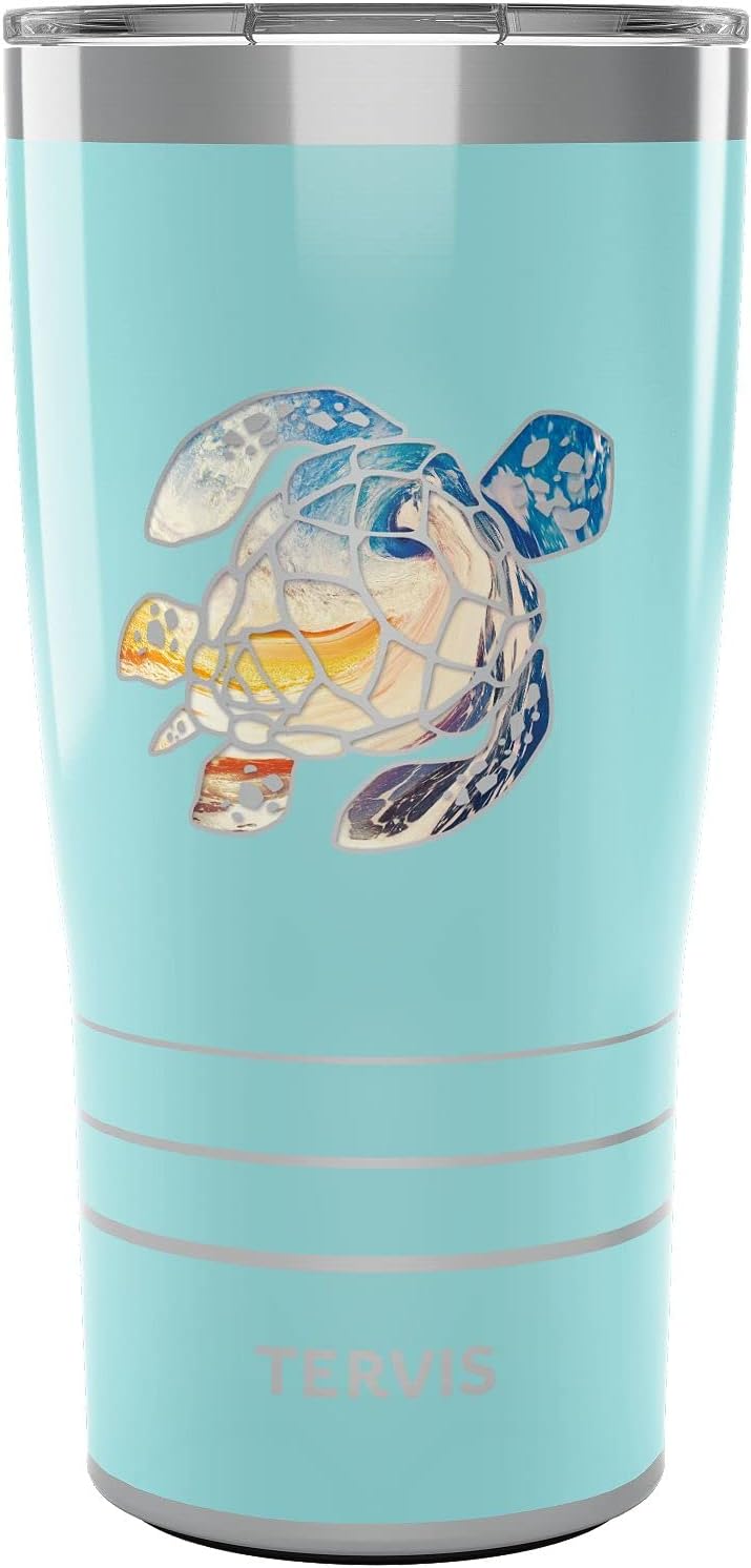 Tervis Traveler Turtle Sunset Triple Walled Insulated Tumbler Travel Cup Keeps Drinks Cold & Hot, 20oz, Stainless Steel