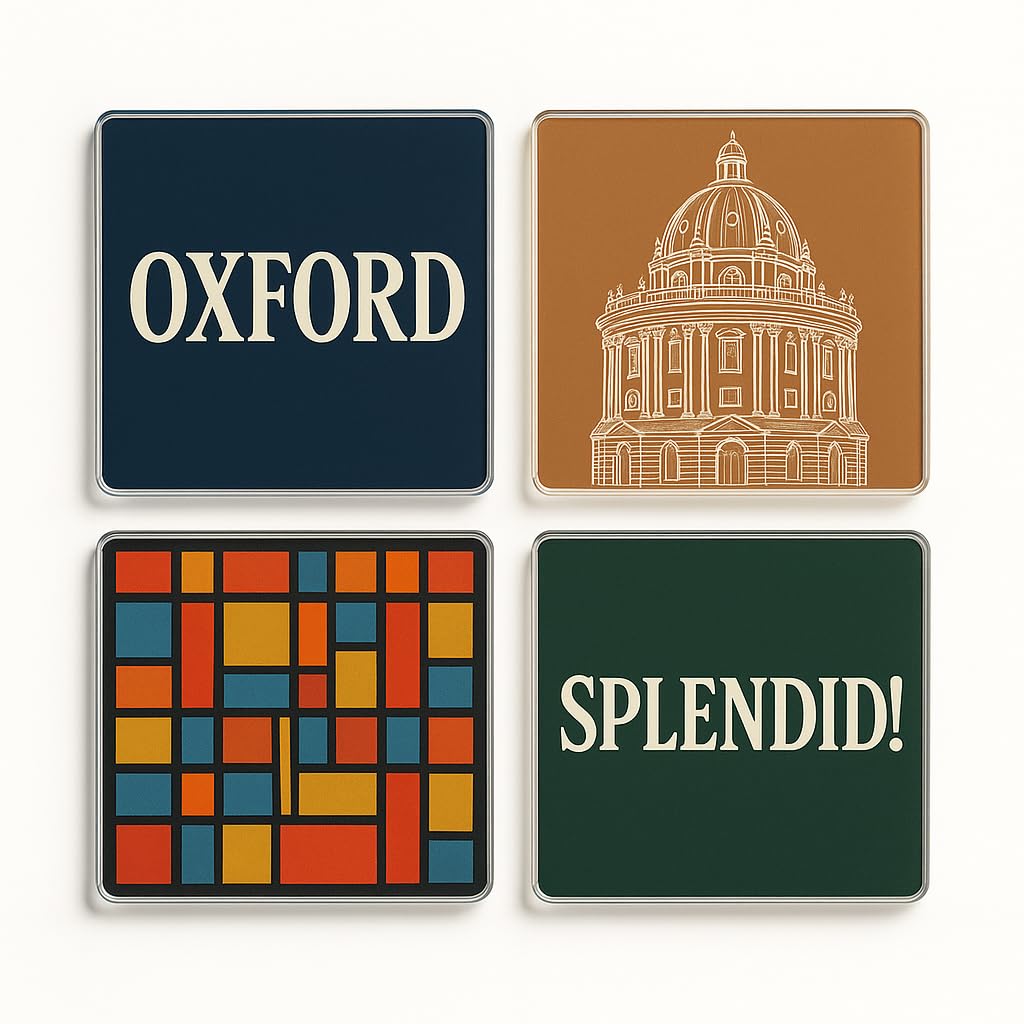 The Plum Penguin Oxford Acrylic Coaster Gift Set Of 4 With Reverie Design - Nostalgic Home Decor For Travel Enthusiasts And Uk Culture Lovers