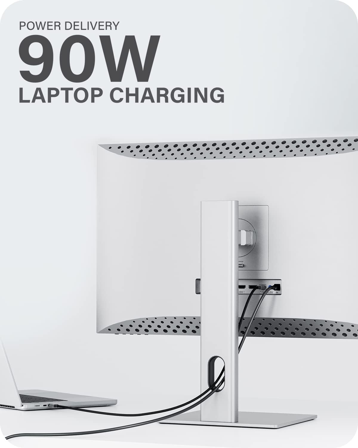 ALOGIC Clarity Monitor 4K da 27,100% RGB, 97% DCI-P3, 99% Adobe RGB 90W PD,Hub USB 8 in 1, Colore 1.07-b, Display 600 HDR, Contrasto dinamico 1000000: 1, pannello IPS, cornice ultrasottile.