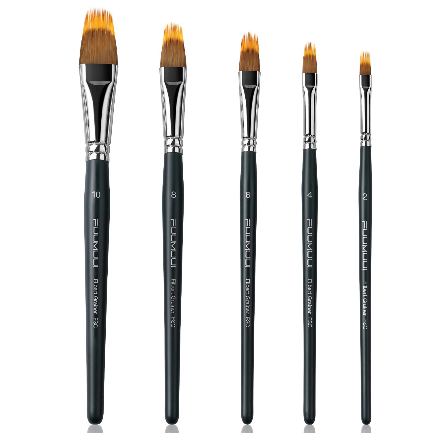 5Pcs Dual-Layer Grainer Paint Brush Set – Fuumuui Texture Comb/Filbert Brushes for Grass, Fur, Trees, Landscape – Synthetic Bristles for Watercolor, Acrylic, Painting Artist Tool
