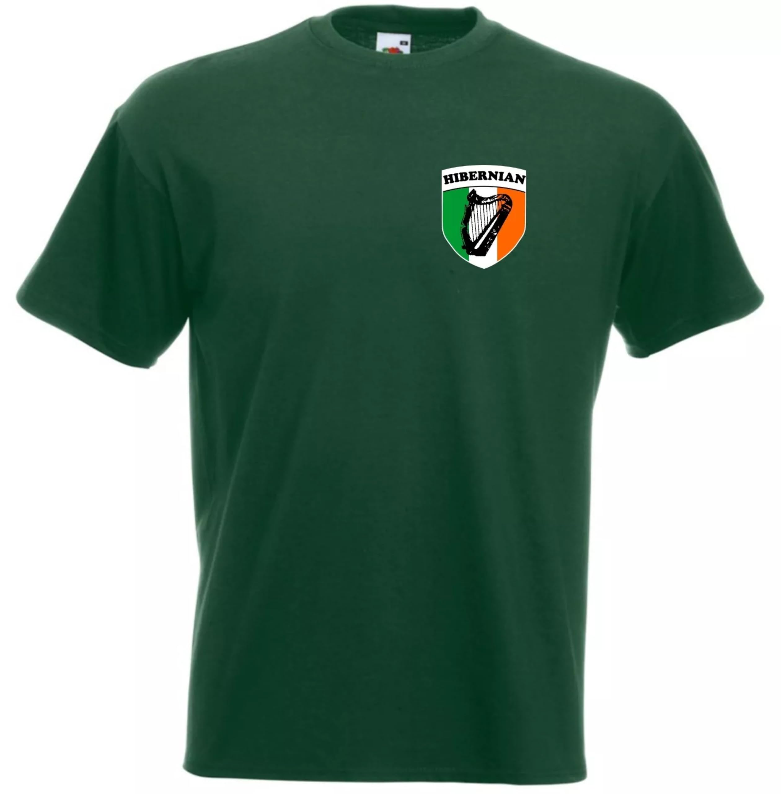Invicta Screen Printers Hibernian FC Hibs Football Bottle Shield Irish Tricolour T-Shirt Adult Unisex Cotton (UK, Alpha, XL, Regular, Regular, Bottle Green)